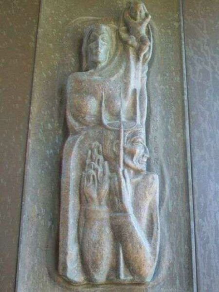 WORLD WAR II MEMORIAL CAMPANILE DOOR RELIEF PIONEER/HOMEMAKER