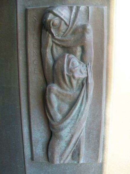 WORLD WAR II MEMORIAL CAMPANILE DOOR RELIEF SILENCE