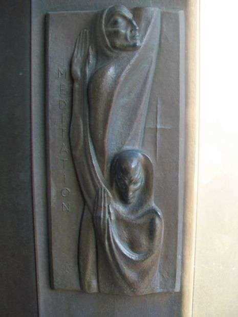 WORLD WAR II MEMORIAL CAMPANILE DOOR RELIEF MEDITATION