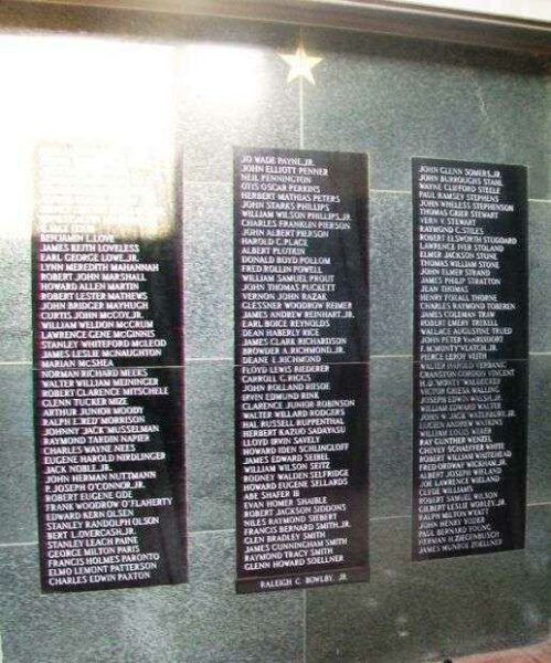 WORLD WAR II MEMORIAL CAMPANILE HONOR ROLL PLAQUES SIDE B
