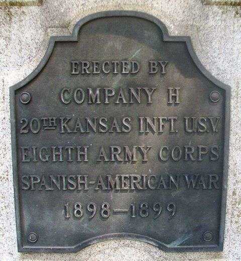 COMPANY H 20TH KANSAS INFANTRY SPANISH-AMERICAN WAR MEMORIAL PLAQUE