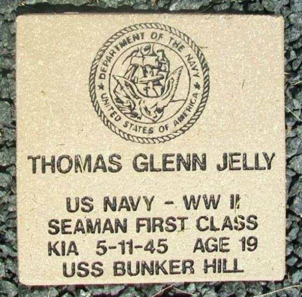 SEAMAN FIRST CLASS THOMAS GLENN JELLY WAR MEMORIAL PAVER