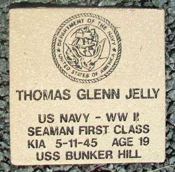 SEAMAN FIRST CLASS THOMAS GLENN JELLY WAR MEMORIAL PAVER