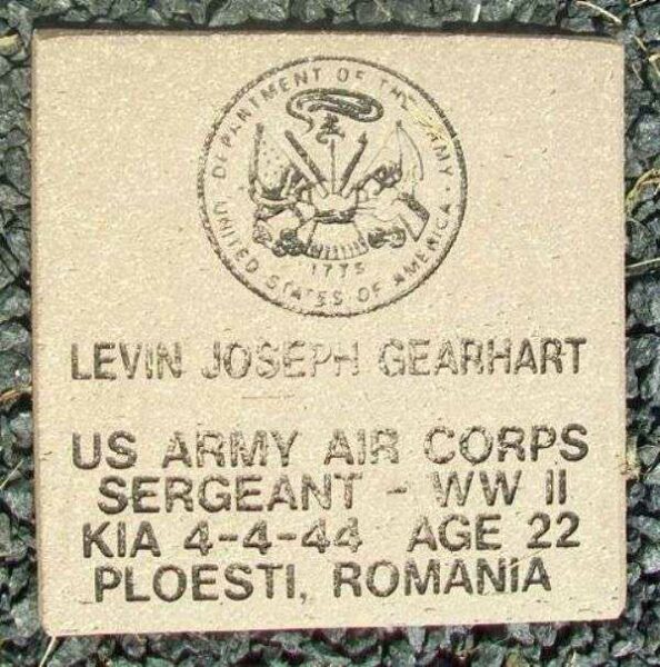 SERGEANT LEVIN JOSEPH GEARHART WAR MEMORIAL PAVER