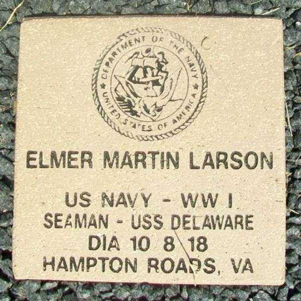 SEAMAN ELMER MARTIN LARSON WAR MEMORIAL PAVER