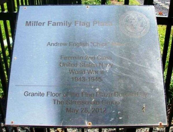 MILLER FAMILY FLAG PLAZA MEMORIAL PLAQUE