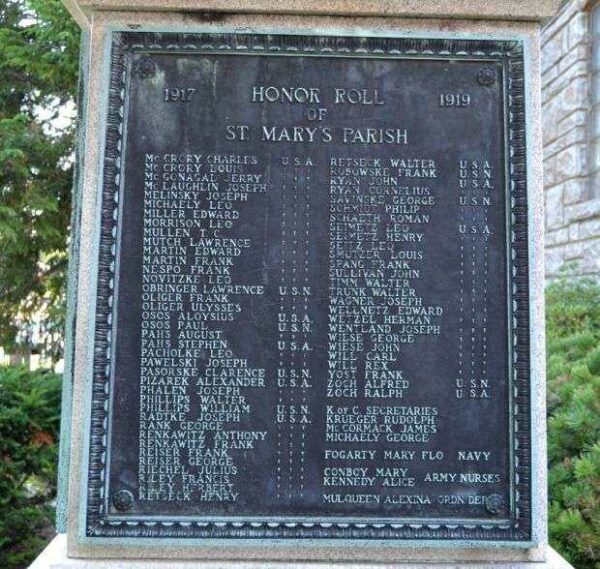 ST. MARY’S PARISH WORLD WAR I MEMORIAL PLAQUE C