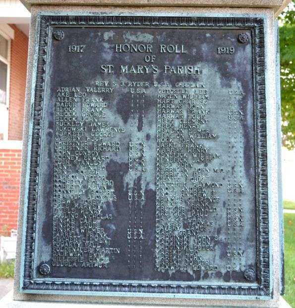 ST. MARY’S PARISH WORLD WAR I MEMORIAL PLAQUE B