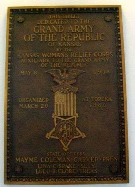 KANSAS GRAND ARMY OF THE REPUBLIC MEMORIAL PLAQUE