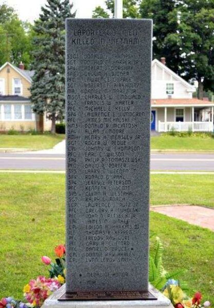 LA PORTE COUNTY VIET NAM VETERANS MEMORIAL SIDE