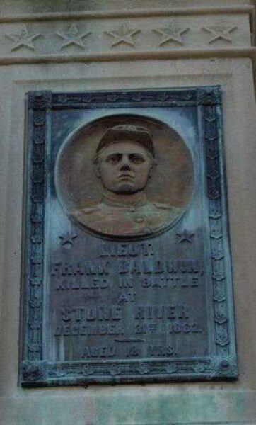 LIEUT. FRANK BALDWIN CIVIL WAR MEMORIAL PLAQUE