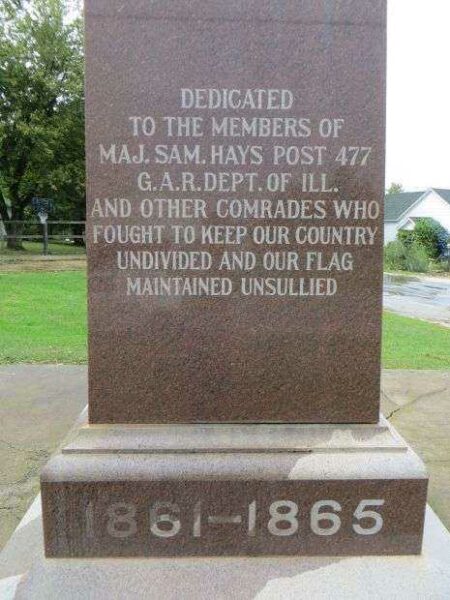 MAJ. SAM. HAYS POST 477 G.A.R. WAR MEMORIAL DEDICATION STONE