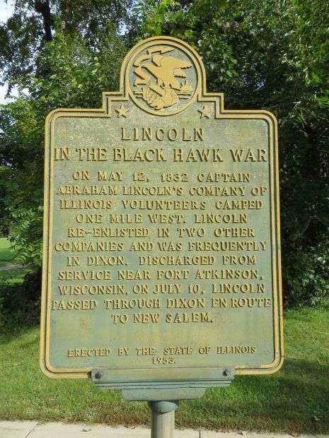 LINCOLN IN THE BLACK HAWK WAR MEMORIAL MARKER