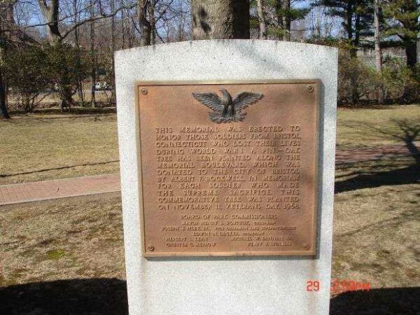 BRISTOL WORLD WAR I MEMORIAL OAK TREE PLAQUE