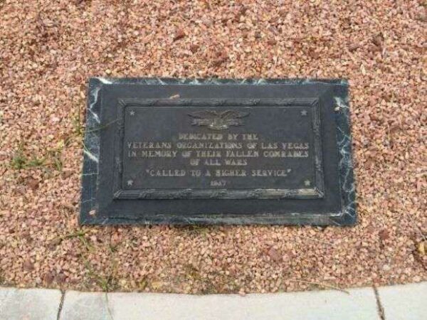 VETERANS ORGANIZATIONS OF LAS VEGAS WAR MEMORIAL PLAQUE