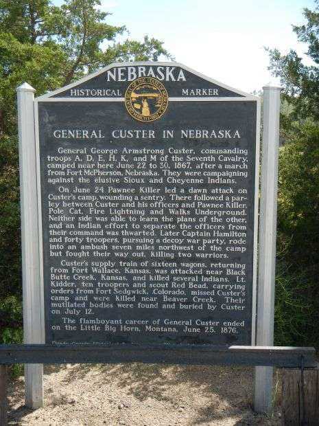 GENERAL CUSTER IN NEBRASKA MEMORIAL MARKER