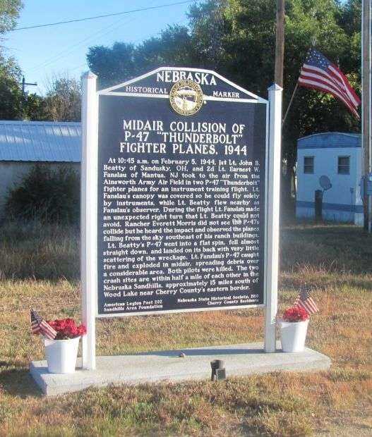 MIDAIR COLLISION OF P-47 “THUNDERBOLT” FIGHTER PLANE, 1944 MEMORIAL MARKER