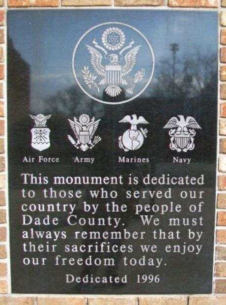 DADE COUNTY VETERANS MEMORIAL DEDICATION STONE