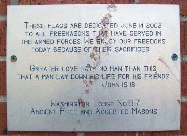 FREEMASON VETERANS MEMORIAL FLAGS PLAQUE