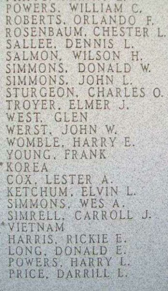 CEDAR COUNTY WAR VETERANS MEMORIAL PANEL D