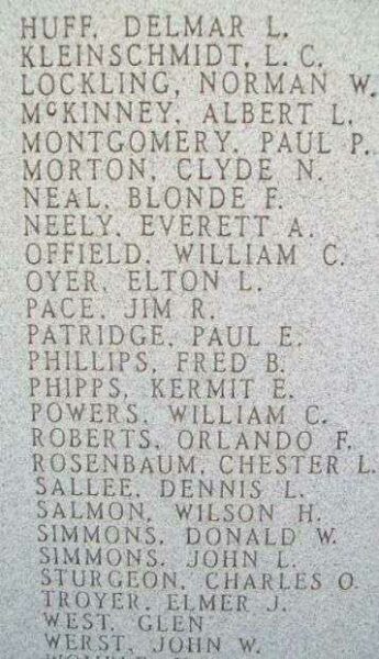 CEDAR COUNTY WAR VETERANS MEMORIAL PANEL B