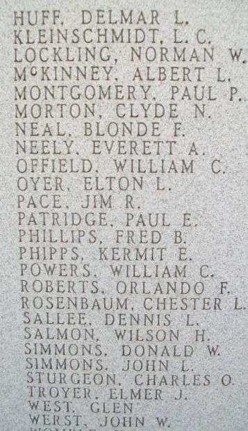 CEDAR COUNTY WAR VETERANS MEMORIAL PANEL B