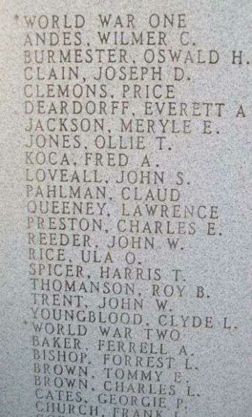 CEDAR COUNTY WAR VETERANS MEMORIAL PANEL A