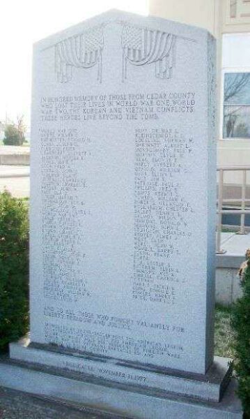 CEDAR COUNTY WAR VETERANS MEMORIAL