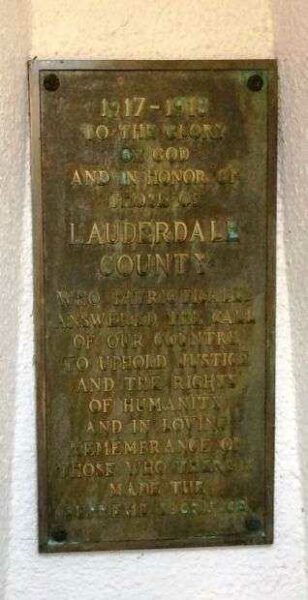 LAUDERDALE COUNTY WORLD WAR I MEMORIAL PLAQUE