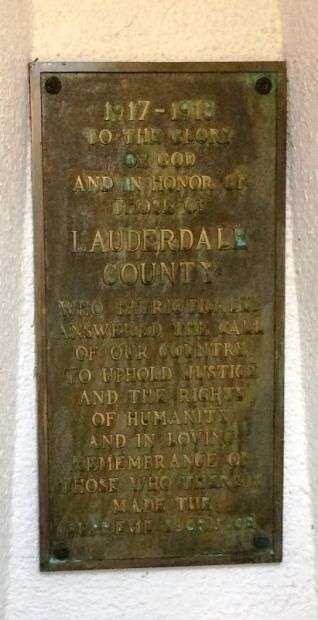 LAUDERDALE COUNTY WORLD WAR I MEMORIAL PLAQUE