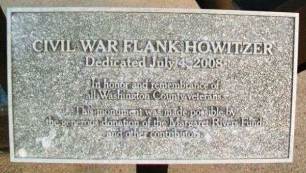 CIVIL WAR FLANK HOWITZER MEMORIAL PLAQUE