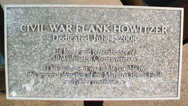 CIVIL WAR FLANK HOWITZER MEMORIAL PLAQUE