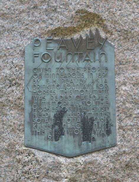 PEAVEY FOUNTAIN WORLD WAR I MEMORIAL PLAQUE