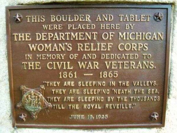 MICHIGAN WOMAN’S RELIEF CORPS CIVIL WAR MEMORIAL PLAQUE
