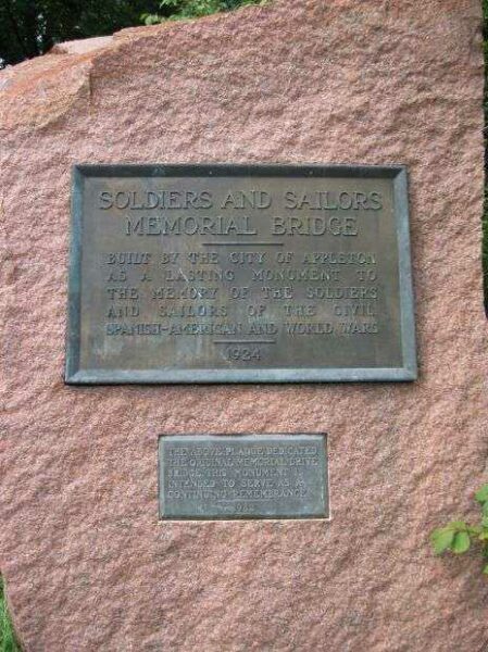 APPLETON’S SOLDIERS AND SAILORS MEMORIAL BRIDGE PLAQUE
