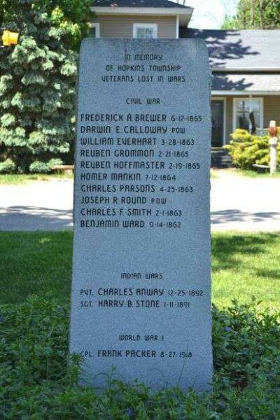 HOPKINS TOWNSHIP WAR VETERANS MEMORIAL FRONT