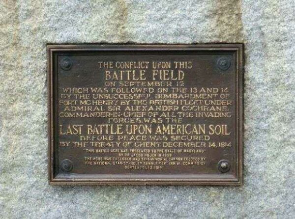 LAST BATTLE UPON AMERICAN SOIL WAR MEMORIAL CANNON PLAQUE