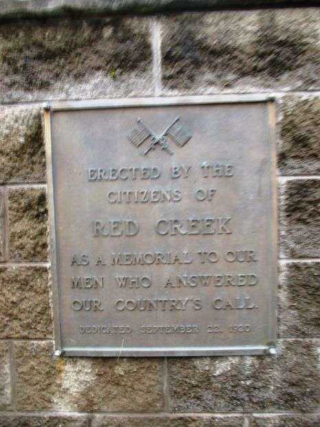 RED CREEK WAR VETERANS MEMORIAL FRONT PLAQUE A
