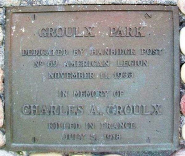 GROULX PARK MEMORIAL PLAQUE