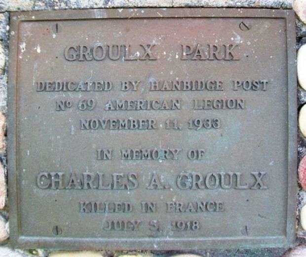 GROULX PARK MEMORIAL PLAQUE