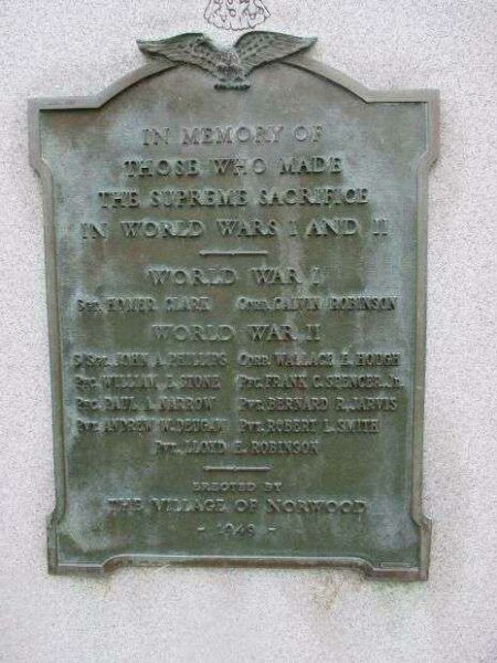 NORWOOD WORLD WAR I AND WORLD WAR II MEMORIAL