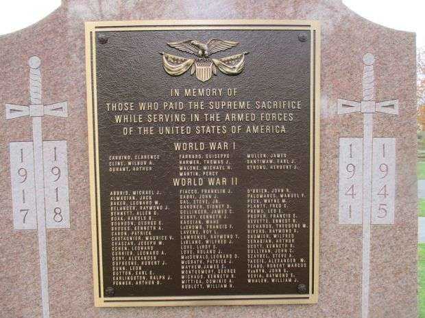 MASSENA WAR VETERANS MEMORIAL PLAQUE A