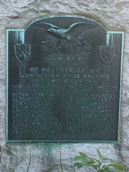 ORANGEBURG WORLD WAR I MEMORIAL PLAQUE