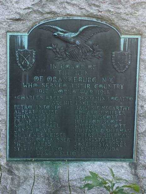 ORANGEBURG WORLD WAR I MEMORIAL PLAQUE