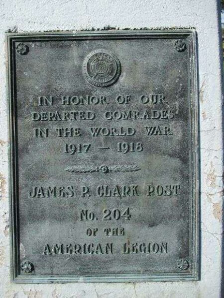 AMERICAN LEGION POST NO. 204 WORLD WAR I MEMORIAL PLAQUE