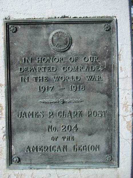 AMERICAN LEGION POST NO. 204 WORLD WAR I MEMORIAL PLAQUE