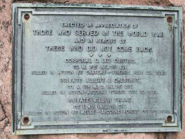 RANSOMVILLE WORLD WAR I MEMORIAL PLAQUE