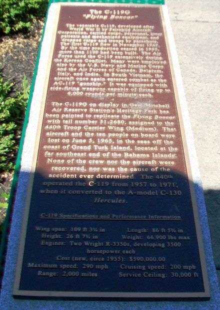THE C-119G “FLYING BOXCAR” MEMORIAL AIRCRAFT PLAQUE