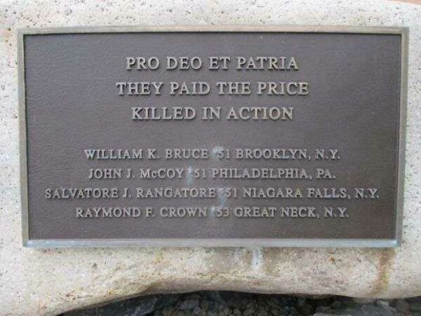 FOR GOD AND COUNTRY NIAGARA UNIVERSITY VETERANS’ MEMORIAL PLAQUE G