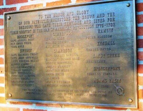BROCKPORT REVOLUTIONARY WAR MEMORIAL PLAQUE